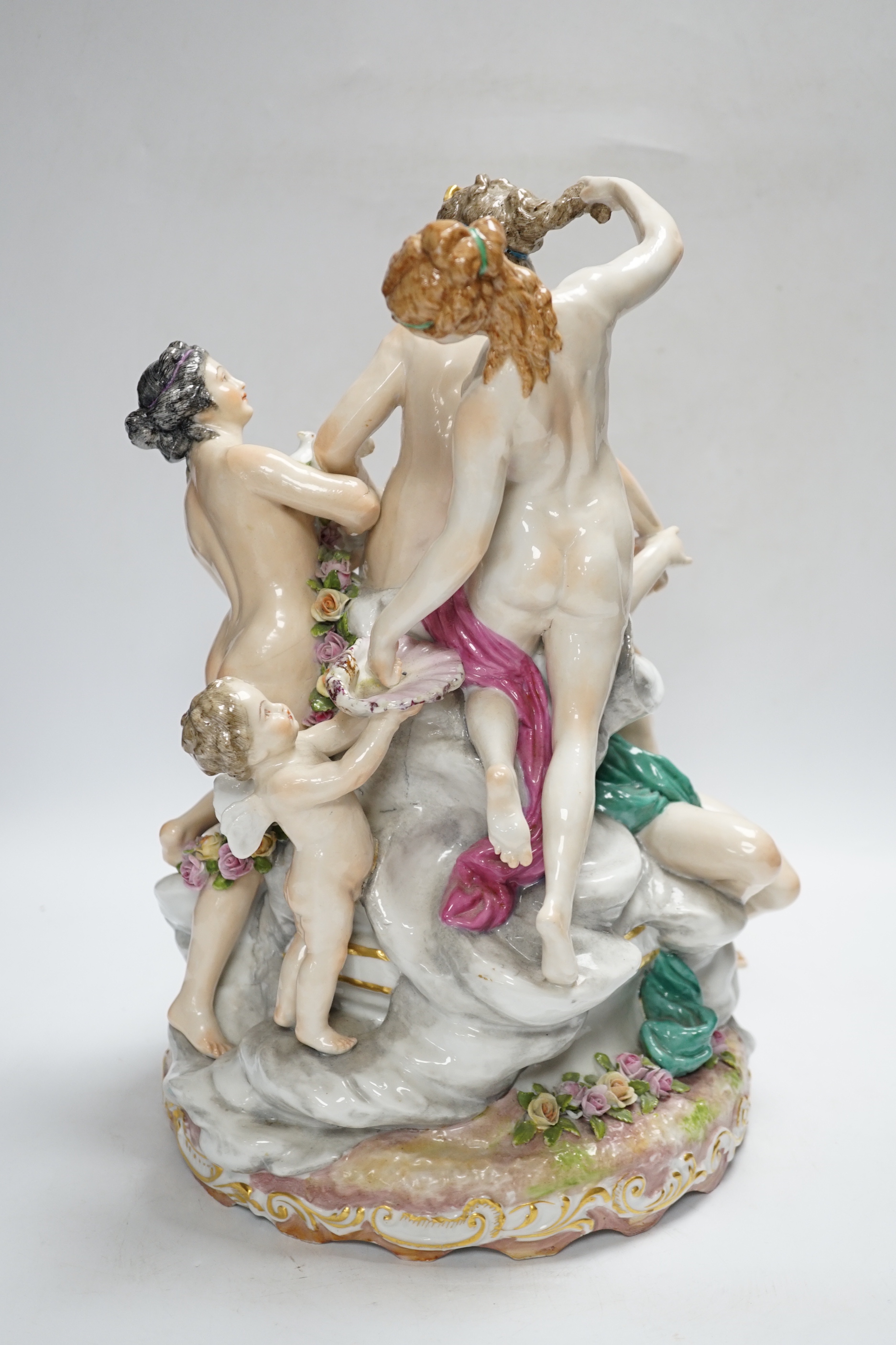 A Samson porcelain group of Venus and attendants, apocryphal Derby Mark, 36cm high
